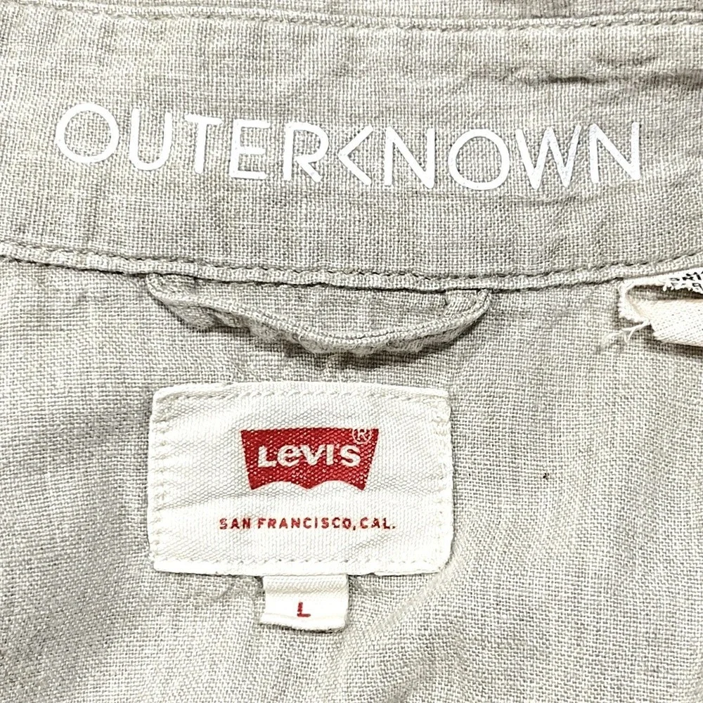 Levis Wellthread x Outerknown Linen Blend Western Shirt Mens L Beige Button Up